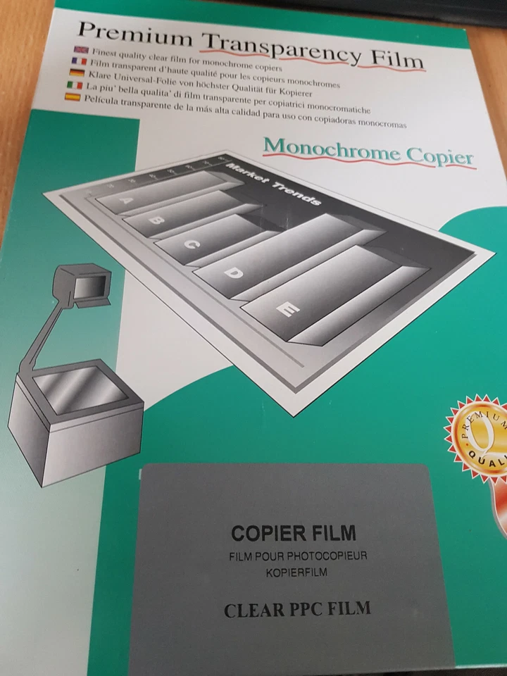 DIGITAL PROJECTION ALMOST GONE Premium PPC Film For Overhead Projection A4 (210mmx297mm) 100=1 PG