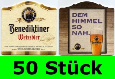 50 Stück Bierdeckel Benediktiner Weissbier Weissbräu Ettal Bar Party Theke Typ 1