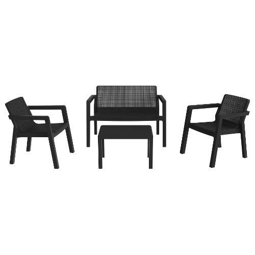 TOOMAX Set Giardino 4 Pezzi in Polipropilene Antracite Z0593RAA04100 RIVIERA 593