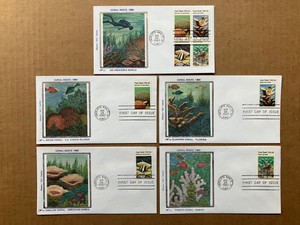 1980 15c Coral Reefs 1827-30 Western Silk First Day Cover Master Set of (5)