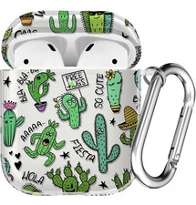 For Apple Airpods 1 2 Charging Case Clear Hard PC Cover, Cactus