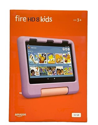 Amazon - Fire HD 8 Kids Ages 3-7 (2022) 8'' HD tablet with Wi-Fi 32 GB - Purple