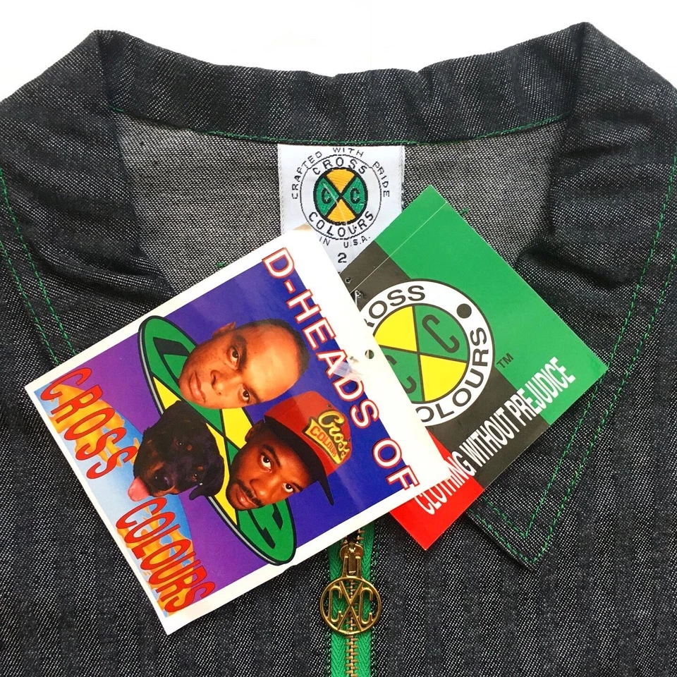 Ropa de trabajo Henley vintage años 90 colores cruzados algodón a rayas cremallera nueva con etiquetas Foto 3 de 4