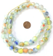 Made in Ghana Krobo Minty multi color recycled Glass African trade Beads-Ghana