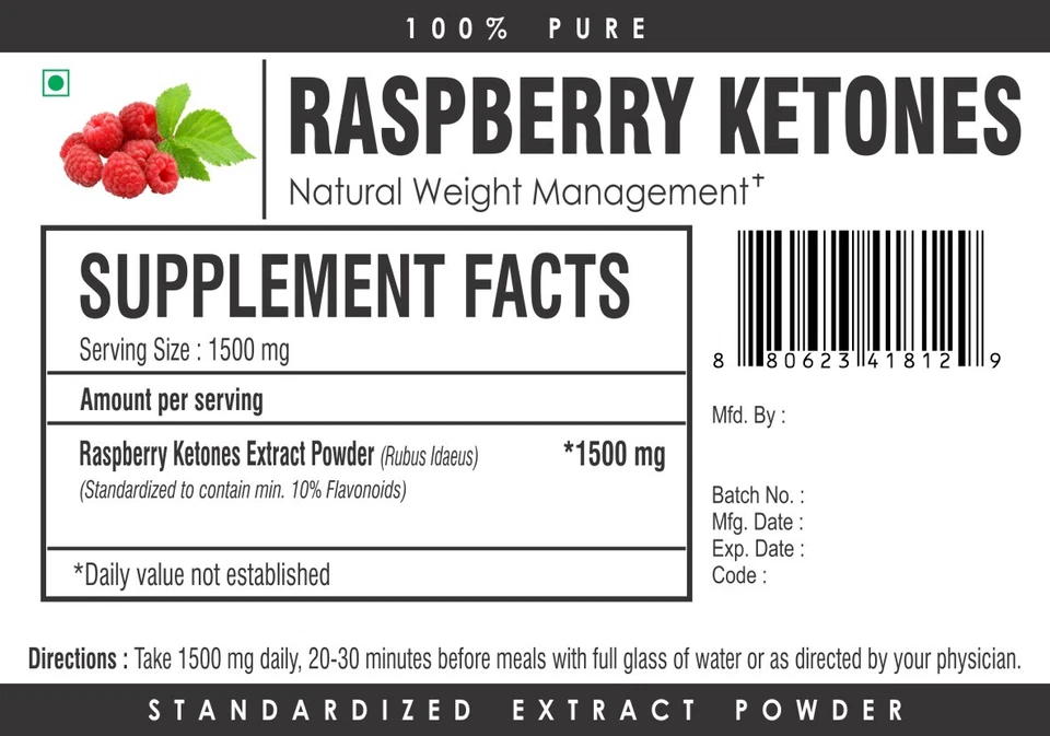 Raspberry Ketone Weight Loss Powder STRONG Slimming Diet Pills MAX Fat Burner - Image 3 of 3