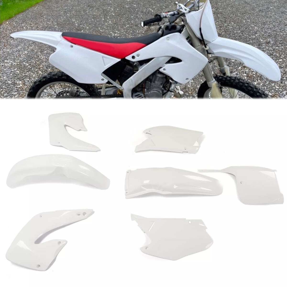 RESTYLE WHITE PLASTIC KIT FOR HONDA CR125 CR250 CR125R CR250R 2