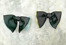 Vtg Lot Of 2 ORMOND Men  s Black Pale Blue/ Pale Yellow Double Bow Clip On Ties
