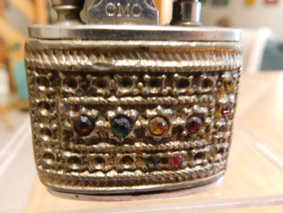 Vintage Continental CMC Cigarette Lighter, Ornate Gem Finish