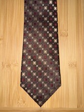 Club Room Brown Burgundy Geometric Silk Tie - 60L 3.5W