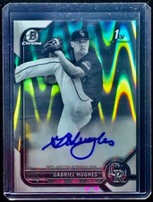 GABRIEL HUGHES 2022 1st Bowman Chrome B&W Ray Wave Refractor Auto Autograph SP