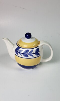 Rare Vintage Handpainted Austrailian Maxwell Williams Teapot Blue & Yellow 