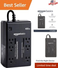 6-Outlet UPS Surge Protector - 400VA Backup Power for Electronics Safety