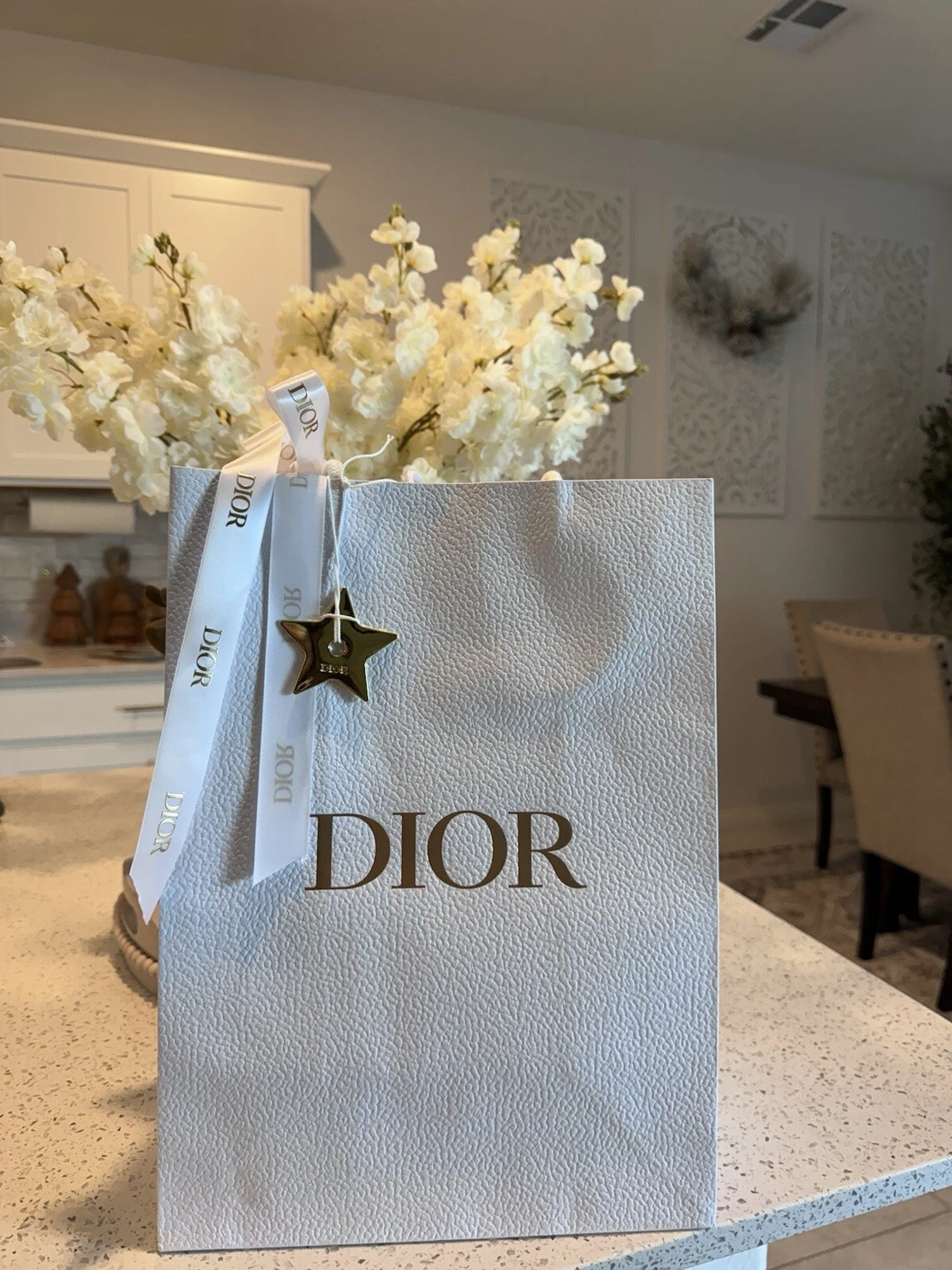 Sac cadeau vide DIOR ensemble complet   sac ruban et étoile pour cadeau ou artisanat 15x11x6 po