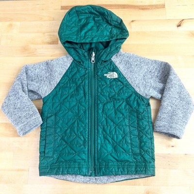 The North Face Jacket Mixed Media Quilted Fleece Toddler Size 2T Green Grey