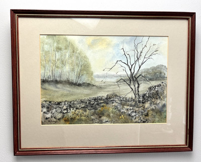 Derek Dingle Original Aquarell Gemälde Across The Meadow Coquetdale Gallery