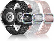 Bling Stretchy Nylon Strap Compatible with Samsung Galaxy Watch 8, Active 2
