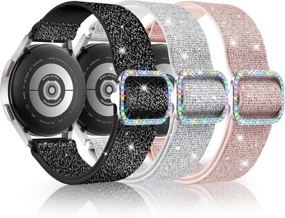 Bling Stretchy Nylon Strap Compatible with Samsung Galaxy Watch 8, Active 2