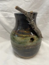 Liberty Pottery-Rochester. Vase W/Stick Accent.  For Roscoe Village OH.  Perfect