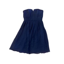 0 J.Crew J Crew 100% Silk Nadia Navy Strapless Chiffon Dress Wedding Bridesmaid