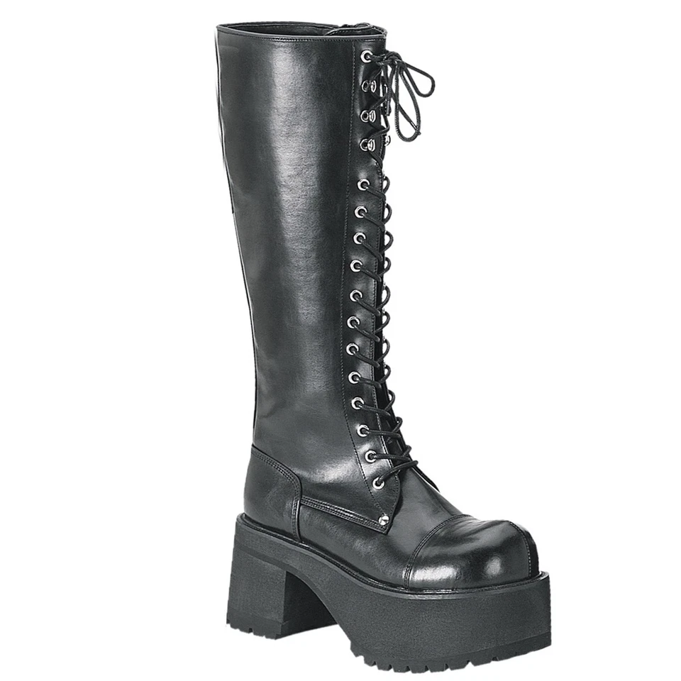 RANGER-302 Damenia Damen Herren Plateau Schnürstiefel schwarz Lederoptik günstig - Bild 1 von 1