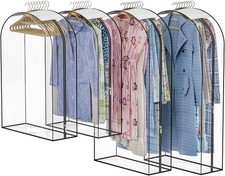 Upgraded Thickened Clear Garment Bags for Hanging Clothes 4 Packs 40  50 inch 