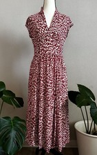Reformation Alisa Midi Dress Size 8 Fits 6 Red White Heart Print V Neck