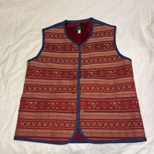 Vintage Orvis Women's Multi-Color Button Front Tapestry Vest Made In USA size 10