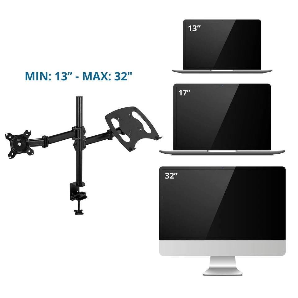 Monitorhalterung und Laptop Ständer Halter 2-in-1 Schwenkarm VM-MH2 13-32 Zoll - Bild 4 von 4