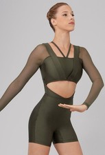 Dance Pre-Owned Costume Weissman 15845 Medium Child Green Cut out Contemporary