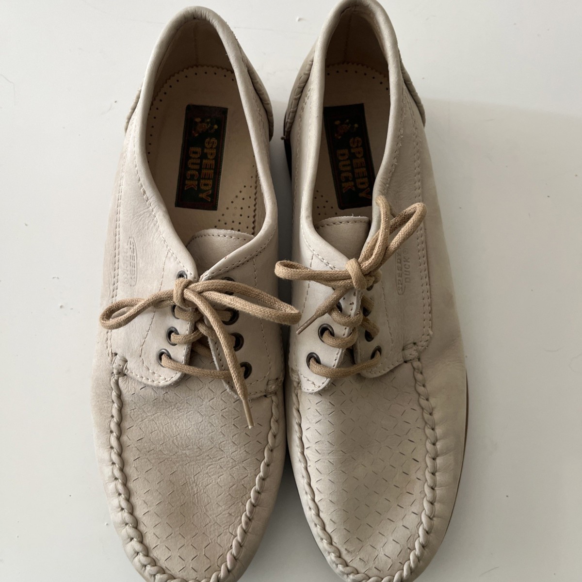 Speedy Duck Vintage 80's Boat Shoes Sz 45 Or 12 Men's In Taupe