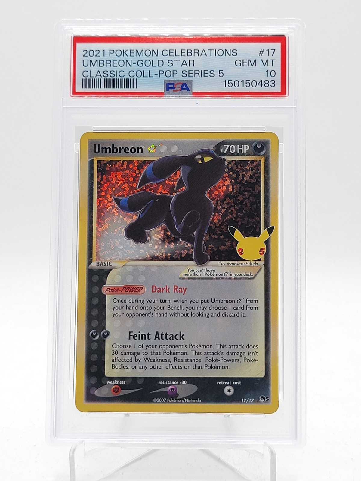 UMBREON GOLD STAR 2021 POKEMON CELEBRATIONS #17 CLASSIC COLLECTION PSA 10 Q3963