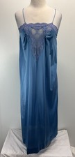 Vtg Henson Kickernick Nylon Nightgown Women s M Blue Long Made USA 70s READ