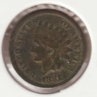 US Rare Old West 1881 Indian Head Penny Coin American Collection Shield Cent USA
