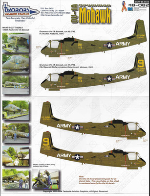TWO BOBS OV-1A Grumman Mohawk Decals in 1/48 082 ,  2 Options