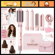6-in-1 Ionic Hair Dryer & Styler, 1400W Hot Air Brush for Fast Drying, Curling &