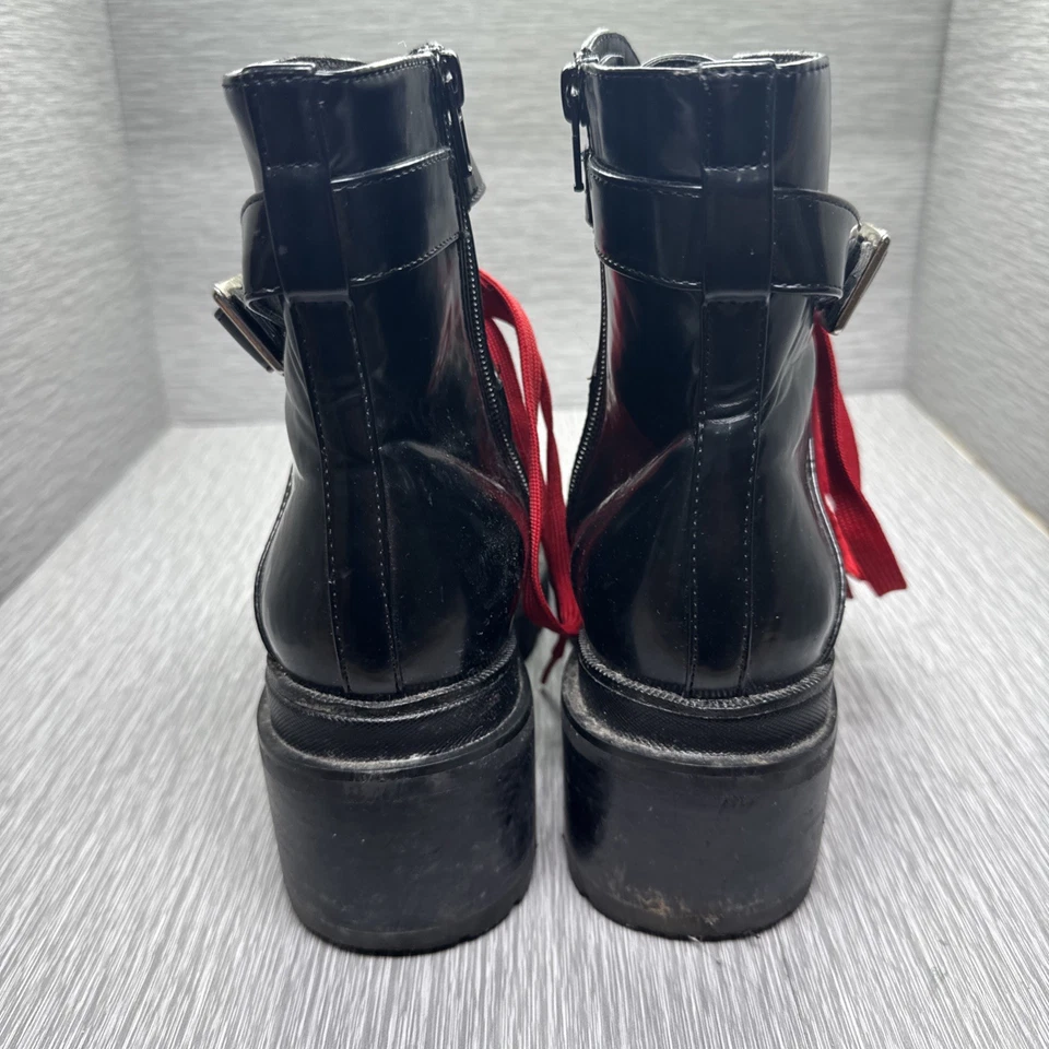 Botas de plataforma Jeffrey Campbell negras para mujer 9 cordones rojos gótico punk grunge Foto 4 de 4