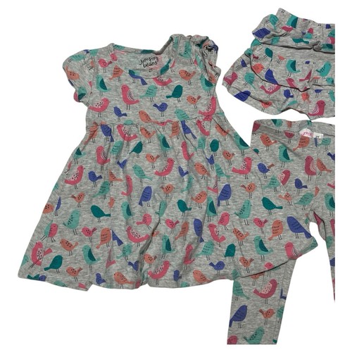 Baby Mädchen Jumping Beans Vögel Kleid/Top, Hose, Skort 3-teiliges Set - Größe 2t - Bild 2 von 9