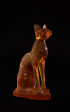 Rare Ancient Egyptian Antiquities Amber Cat Statue of God Bastet Cat Egyptian BC
