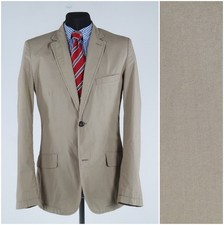 Mens Unstructured Blazer 38R UK Size S.OLIVER Beige Cotton Sport Coat Jacket