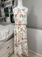 Vince Camuto Floral Midi Dress XS Sleeveless Elastic Waist Cottagecore