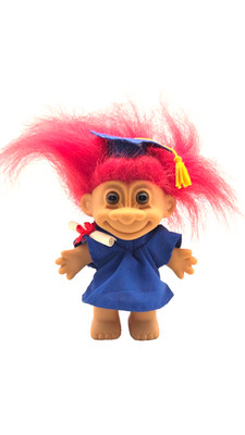 RUSS Vintage 1990's Graduate Troll Doll  5''
