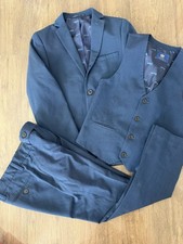 Next Boys Navy 3piece Suit Jacket, Waistcoat And Trouser Age 9-10 Years