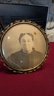 ANTIQUE Edwardian ROUND ORNATE bronze HANGING PICTURE FRAME WITH OLD PHOTO Set — photo 3