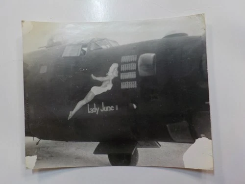 WW2 Photo Military Aircraft Nose Cone Art Lady June II Girl Photograph VTG WWII