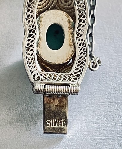 Chinese Export Silver, Turquoise Enamel Bracelet Vintage - Picture 8 of 8