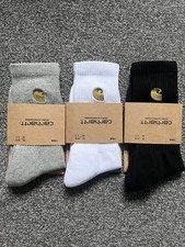 Carhartt Crew Socks 3 Pairs Black/White/Grey | Brand New 3 Pack | Medium UK 6-11