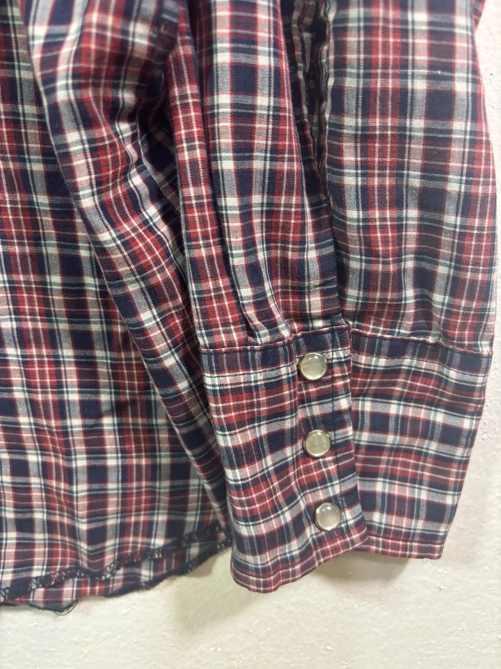 Camisa vaquera vintage para hombre roja negra blanca a cuadros Rustler Western Pearl Snap XL Foto 3 de 4