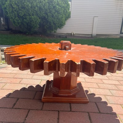 Vintage 70s Ethan Allen Wooden Spinning Cog Table | eBay