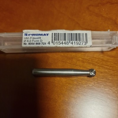 PROMAT  Frässtift Form KUD D. 6 mm Kopflänge 5 mm Schaft-D. 6 mm Hartmetall Verz