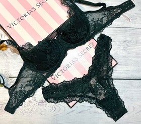 Victoria&rsquo;s Secret VERY SEXY Rose Lace Shine Shimmer Uplift Balconette Bra Set